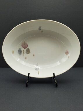Summit China MCM Oval Vegetable Serving Bowl Pink Gray Blue Floral Japan Bowl